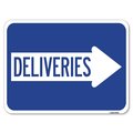 Signmission Deliveries With Right Arrow Heavy-Gauge Aluminum Rust Proof Parking Sign, 18" x 24", A-1824-24362 A-1824-24362